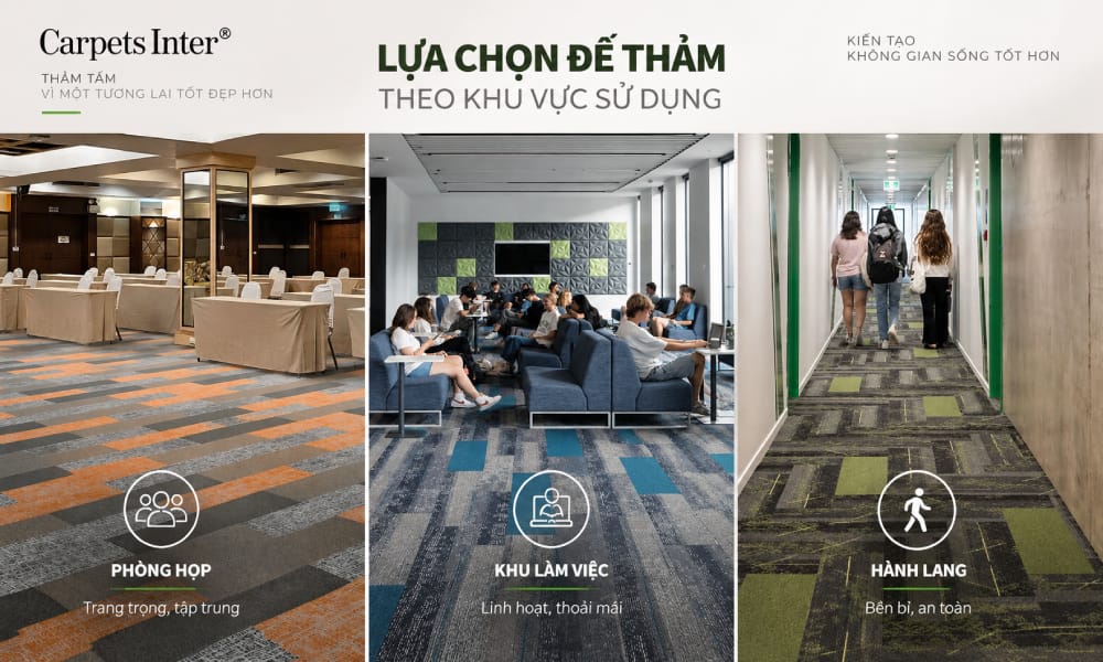 Lựa chọn đế thảm theo khu vực