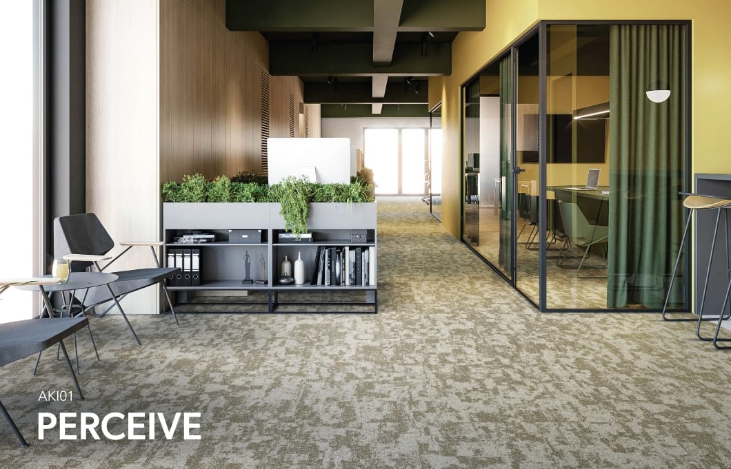 Thảm miếng 50x50 Aspekt–Insight của Carpets Inter nổi bật với họa tiết đa lớp giàu chiều sâu